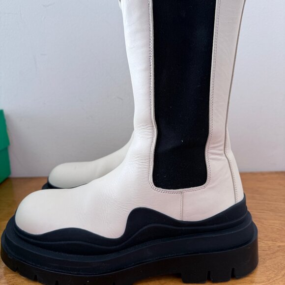 Bottega Veneta Tire Chelsea Boot Sea Salt Military Calf Leather Size 40.5 - Picture 5 of 11